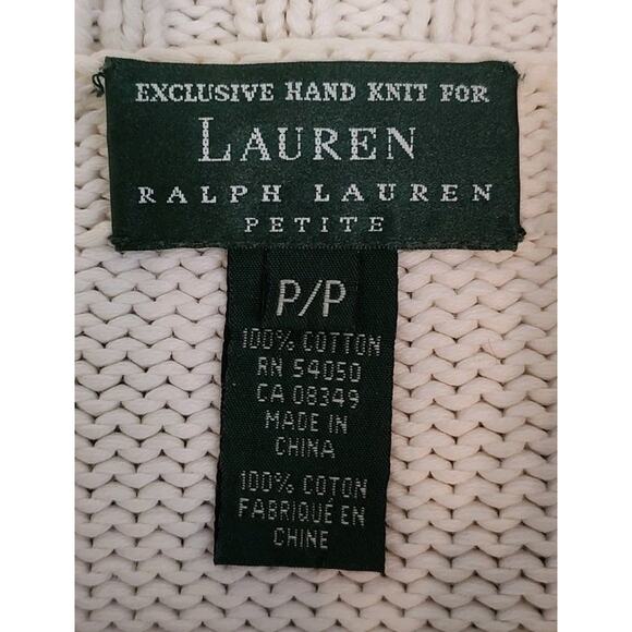 Women's Ralph Lauren Sweater Cream Chunky Hand Knitted Cable Knit - Petite - Picture 4 of 7